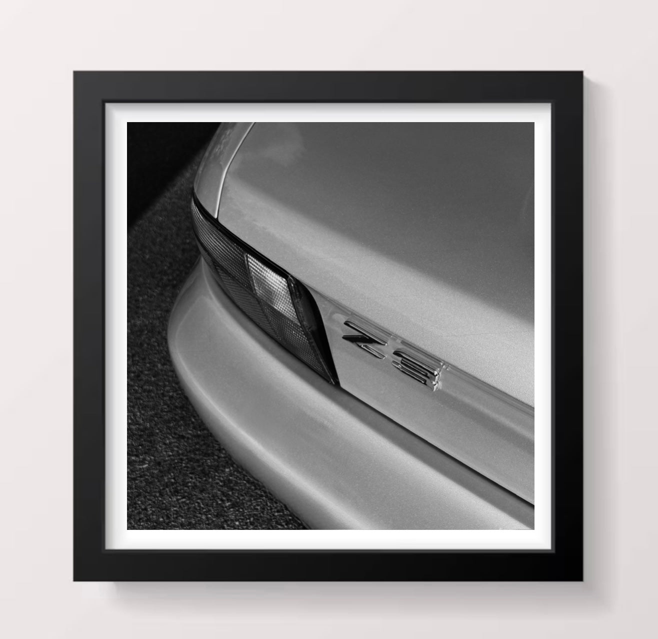 Classic BMW Z3 Rear Badge and Tail Light - Black Framed Print / Picture / Art / By Cranky Classics.