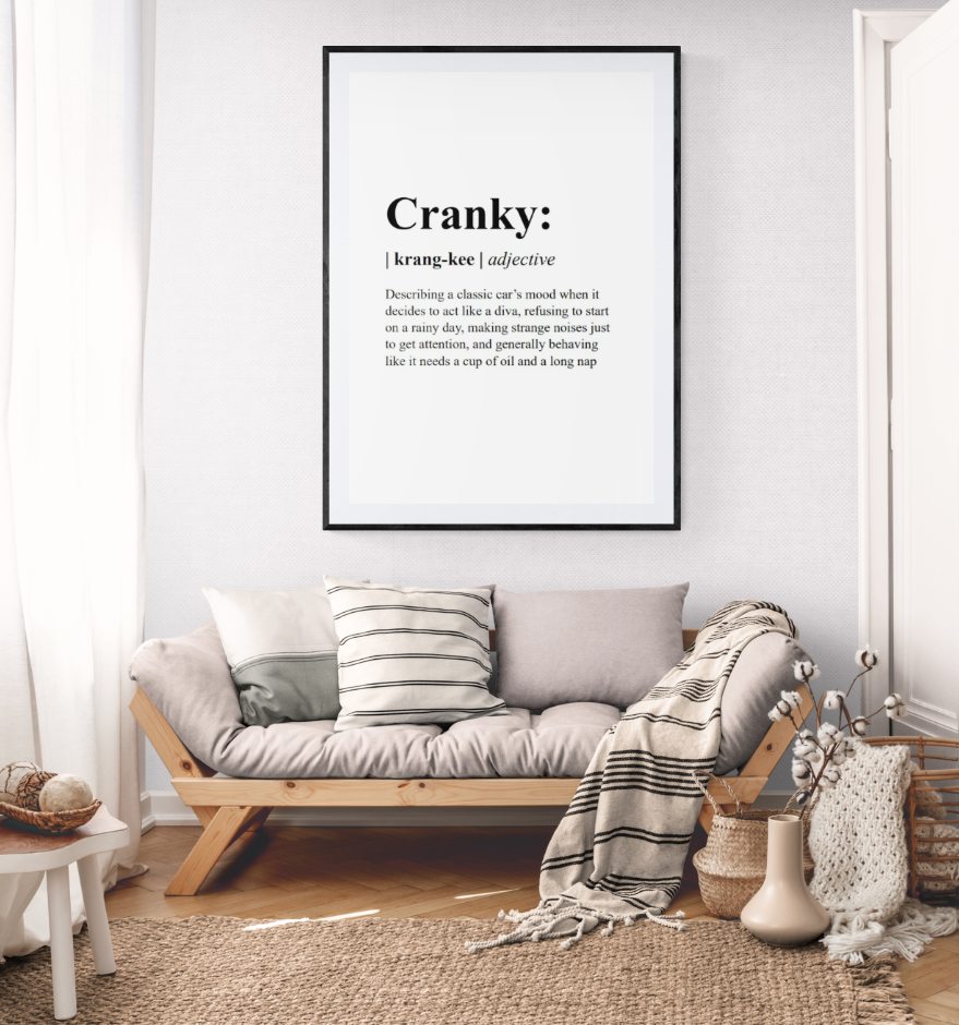 Cranky Definition - Black and White Art | Printable Wall Art – Digital Download