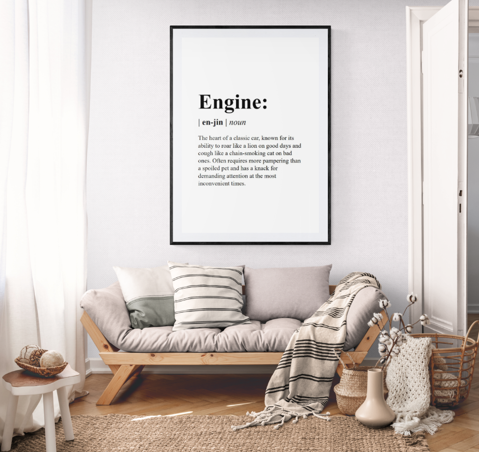 Engine Definition - Black and White Art | Printable Wall Art – Digital Download