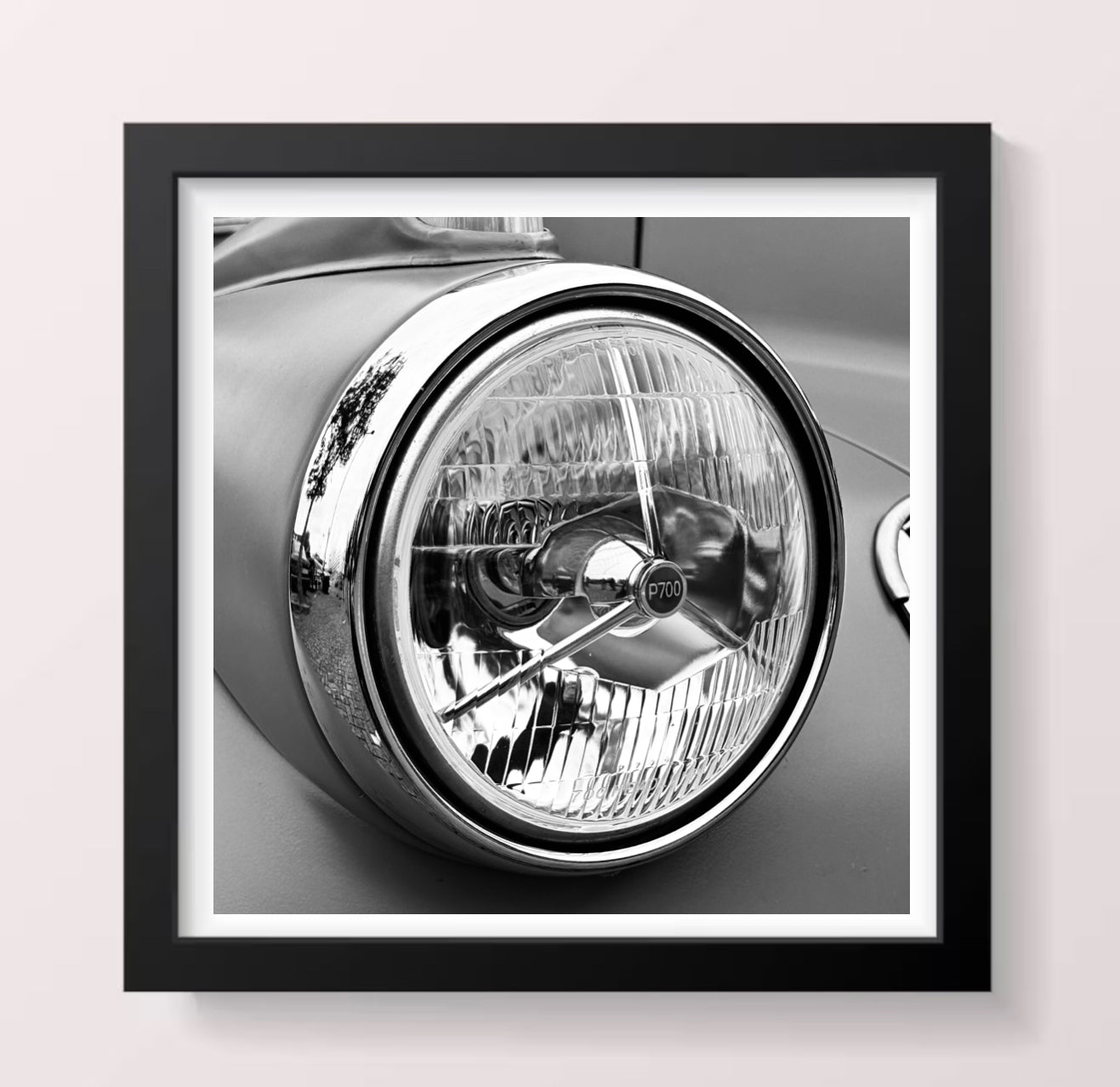 Classic Monochrome Headlight - Black Framed Print