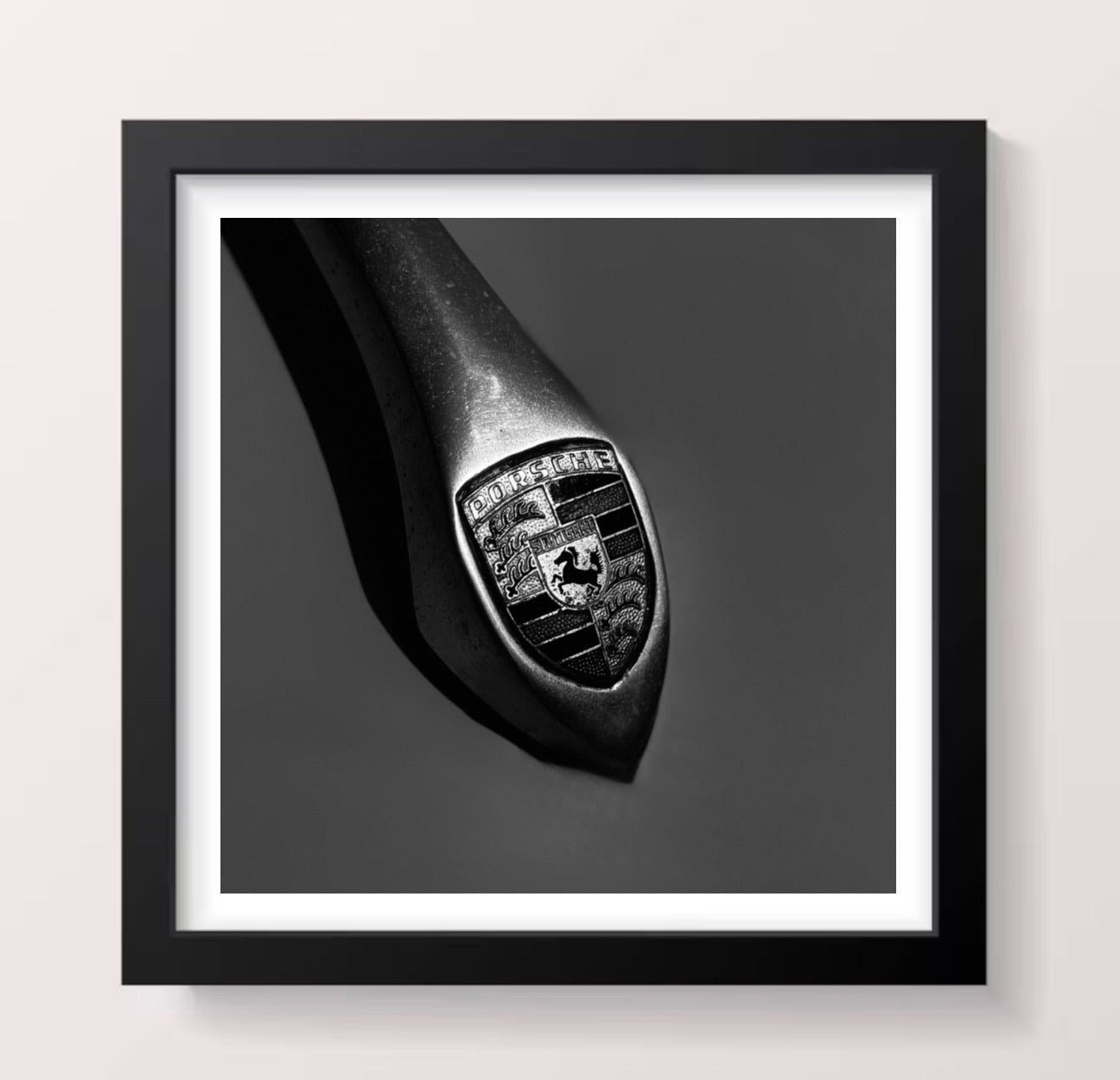 Classic Porsche Front Bonnet Badge - Black Framed Printed Picture