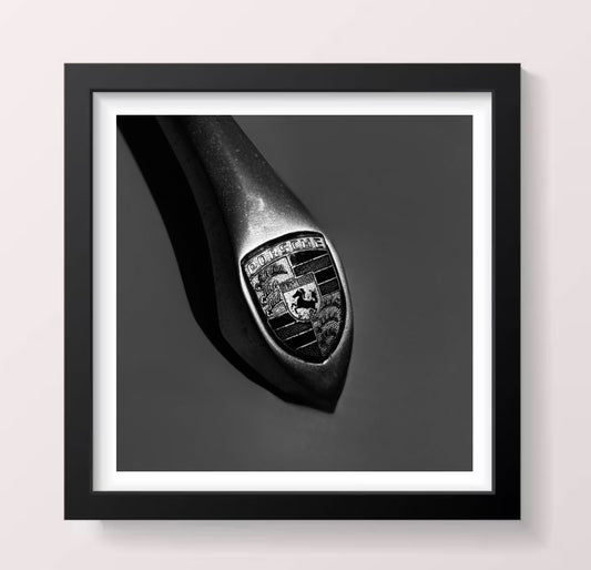Classic Porsche Front Bonnet Badge - Black Framed Printed Picture