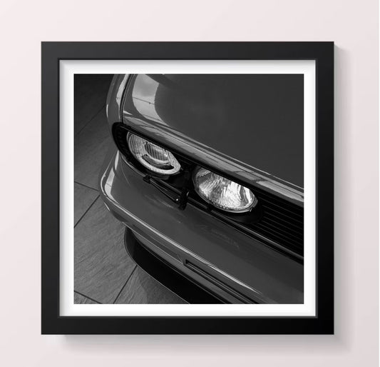 BMW E30 M3 Front Headlight - Black Framed Printed Picture