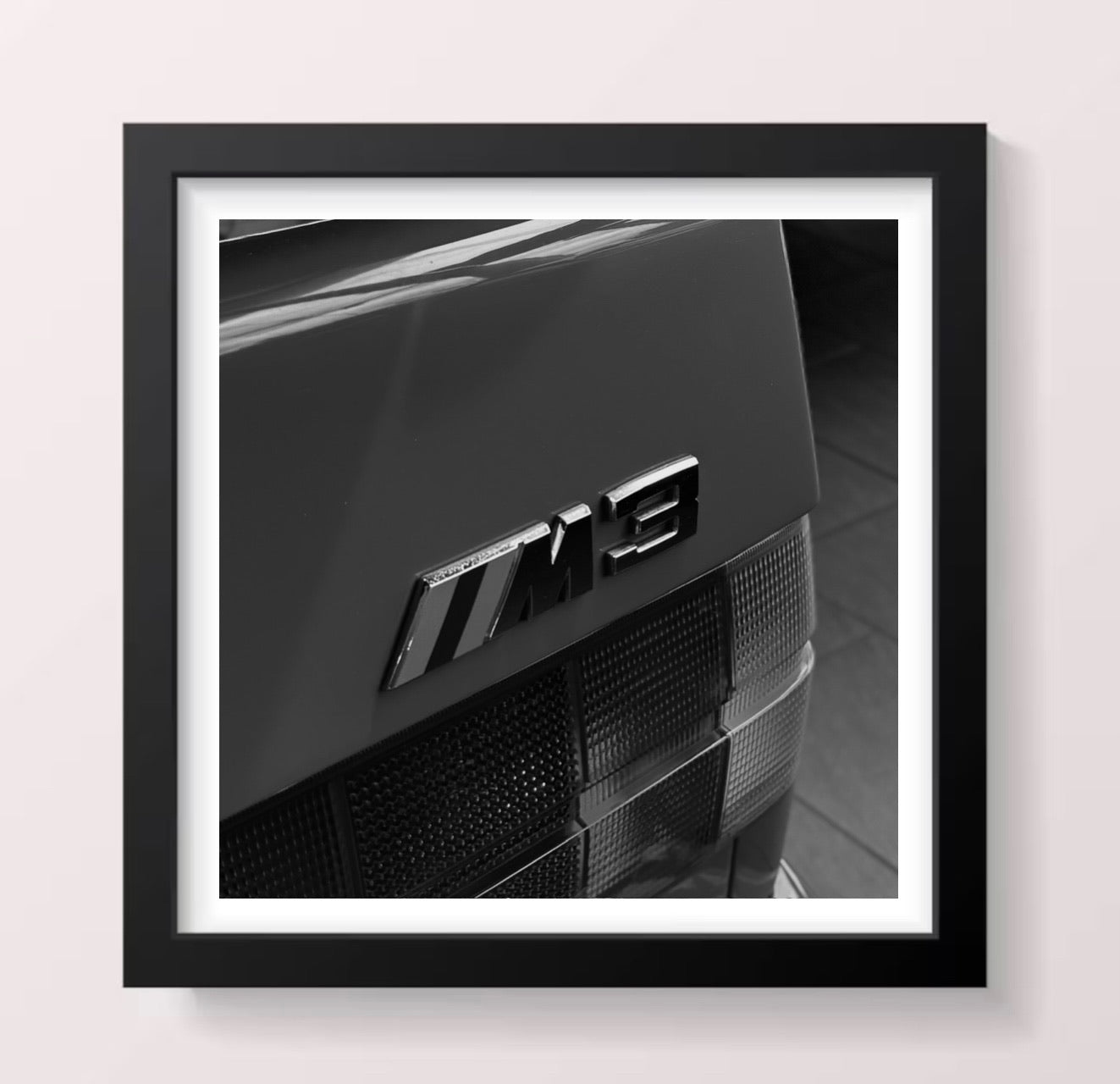 BMW E30 M3 Rear Badge - Black Framed Printed Picture