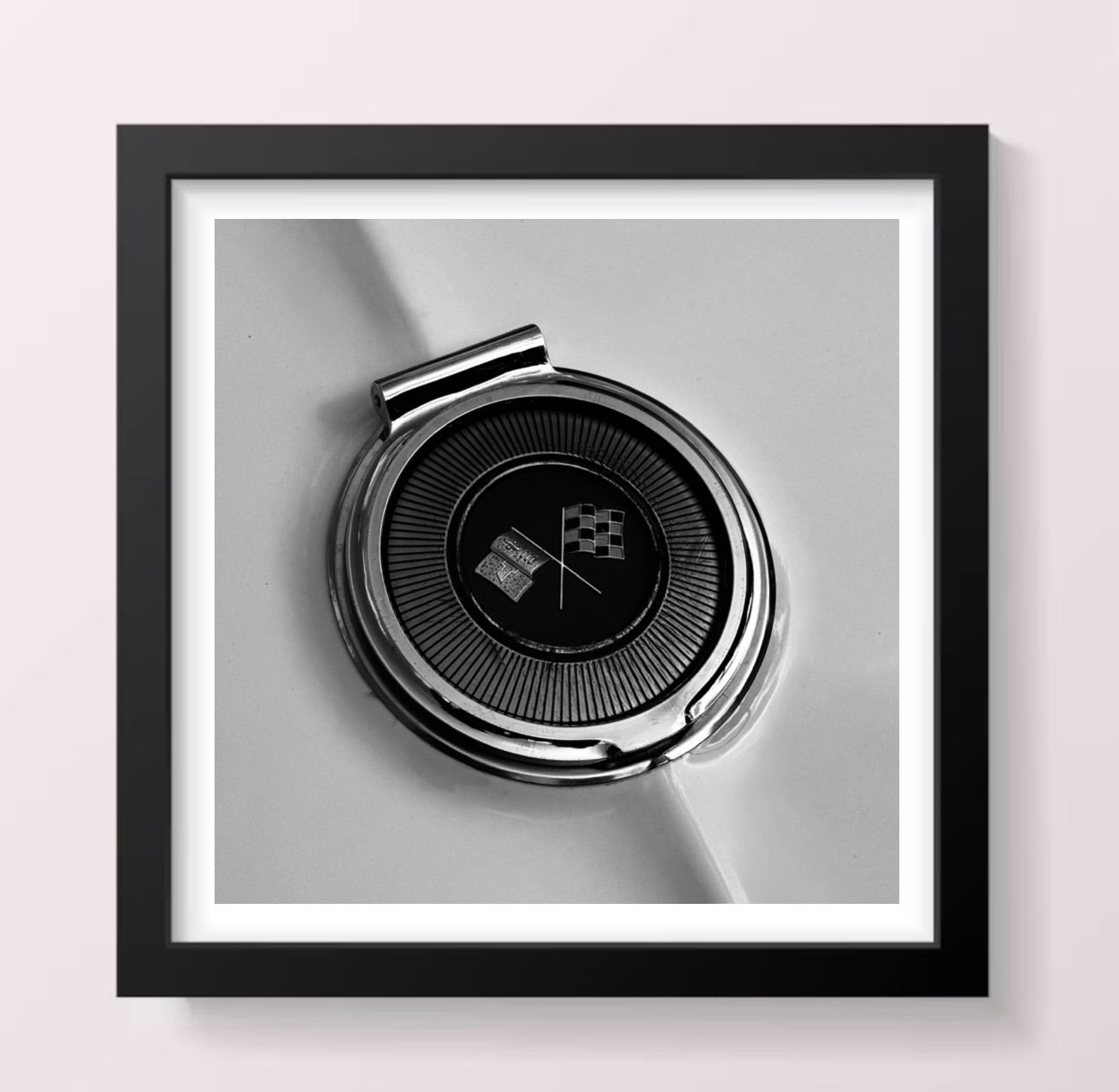 Classic American Gas Tank Filler Badge - Black Framed Printed Picture