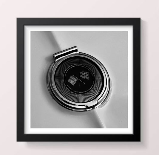 Classic American Gas Tank Filler Badge - Black Framed Printed Picture