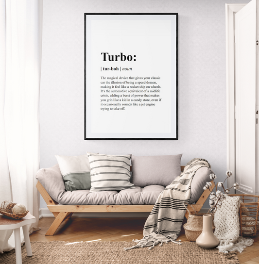 Turbo Definition - Black and White Art | Printable Wall Art – Digital Download